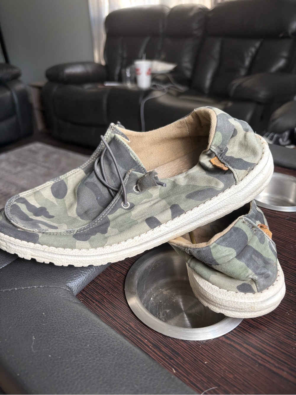 Hey Dude Women's Camouflage Slip-On Loafers in Green